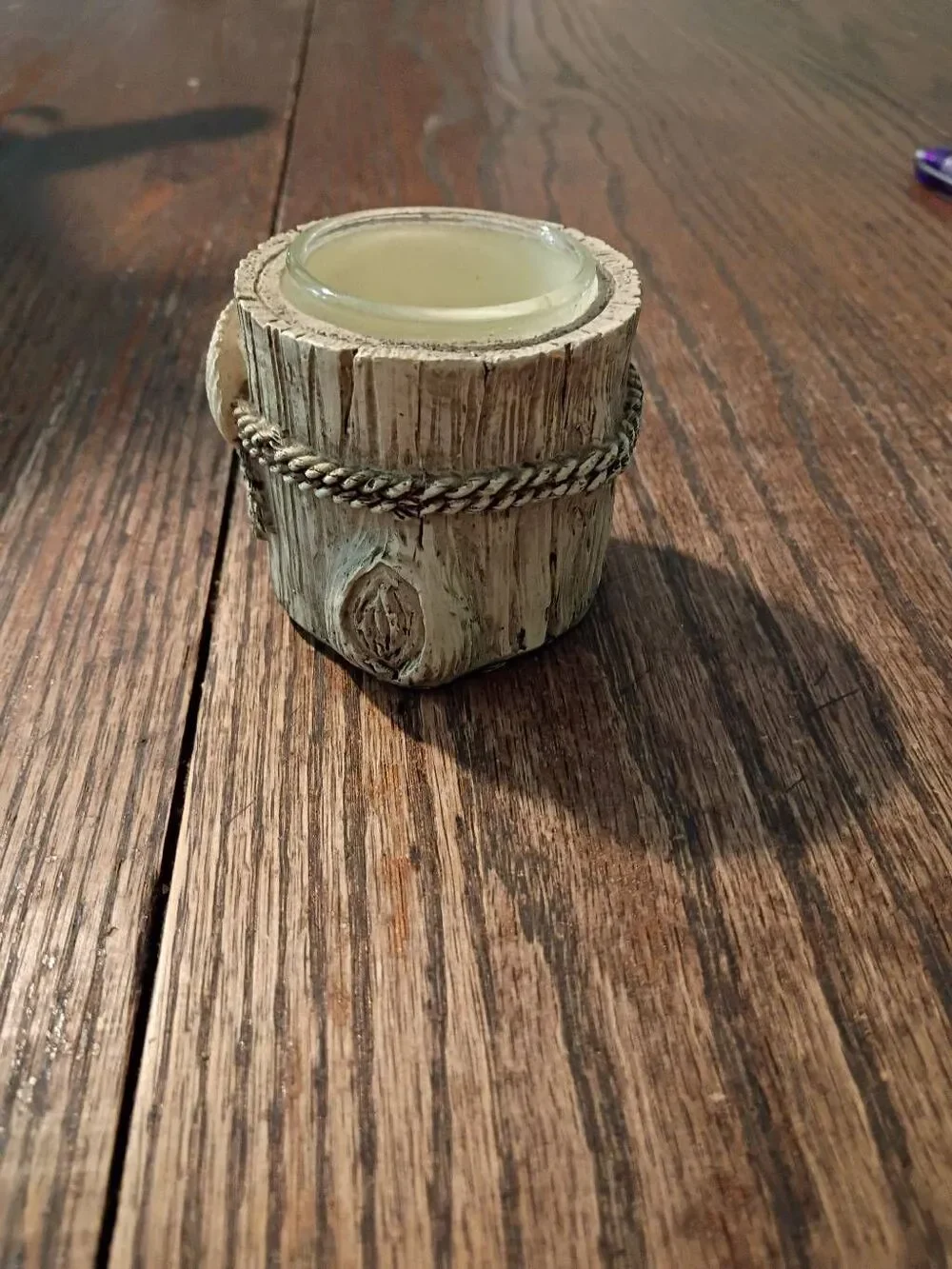 Yankee Candle 2012 Coastal Seashell Faux Wood Votive Candle Holder Grey Cream